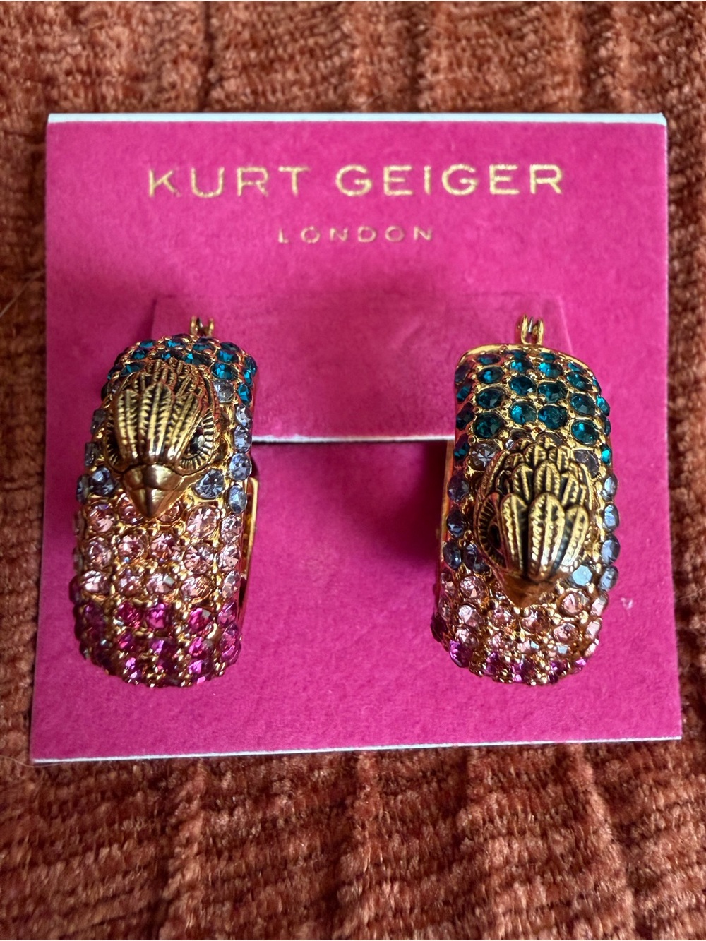 Kurt Geiger Earrings CRYSTAL RAINBOW Huggie Hoops
